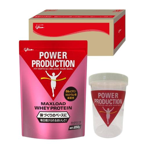 [Ezaki Glico Shop Exclusive] Ezaki Glico Power Production Maxload Whey Protein Strawberry Flavor 850g & Original Shaker Glico Box @