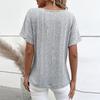 Women's Short Sleeve Pullover Top Crew Neck Knit Blouse Casual Lightweight Button Detail Loose Fit Shirt for Everyday Wear