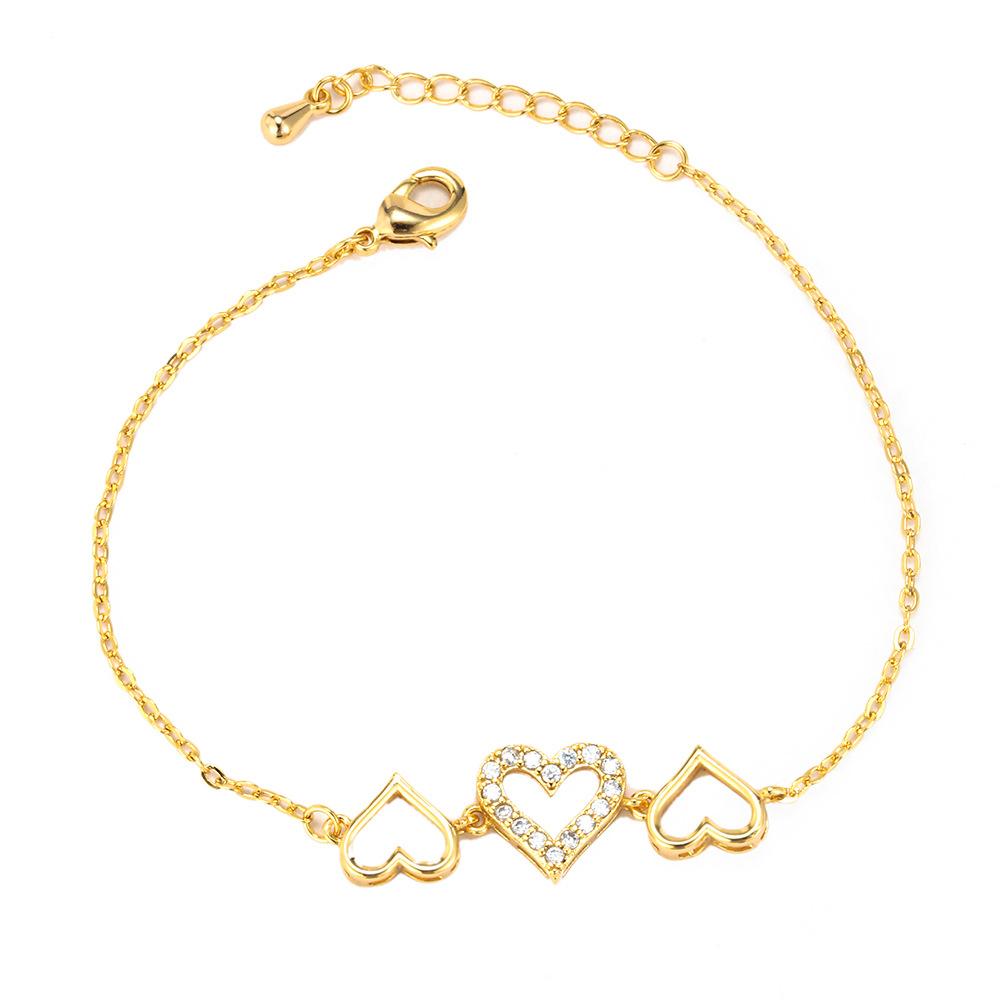 Dobbelt hjertearmbånd damesmykker Nytt tilbehør Peach hjertearmbånd