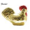 Eye Catching Desk Accessories Disco Ball Rooster Figurine, Mirror Mosaic Tabletop Ornament, Unique Retro Art Decorative Style Statue Sculpture