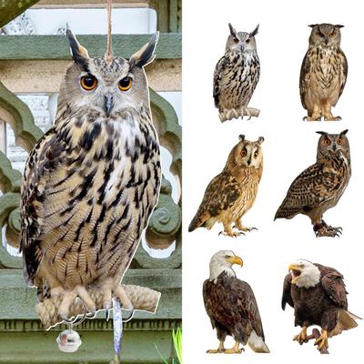 2D Flach Wasserdicht Vogelabwehr Eule Vogelscheuche Hängend Mit Glöckchen Fake Vogelabschreckungsgerät Rechteck Vogelabweiser Garten