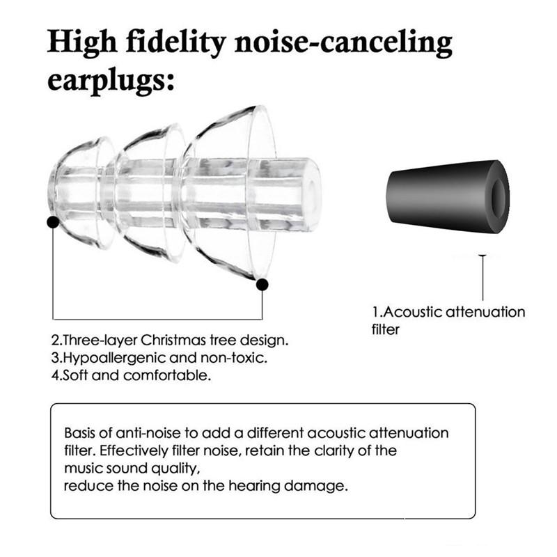 1 Pair Silicone Noise Cancelling Hearing Protection Earplugs For Concerts Musician Motorcycles Reusable Silicone Ear plugs