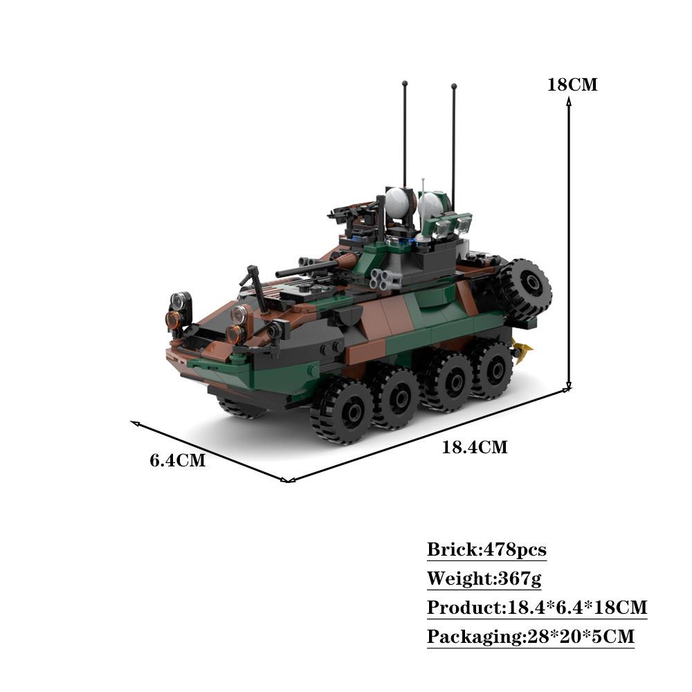 Militärische Kriegsserie Deutschland LAV-25 Leichtes Fahrzeug Baustein Modell Techniksteine Puzzle Spielzeug WW2 US-Panzerwagen STEM DIY Modellbausatz 3D