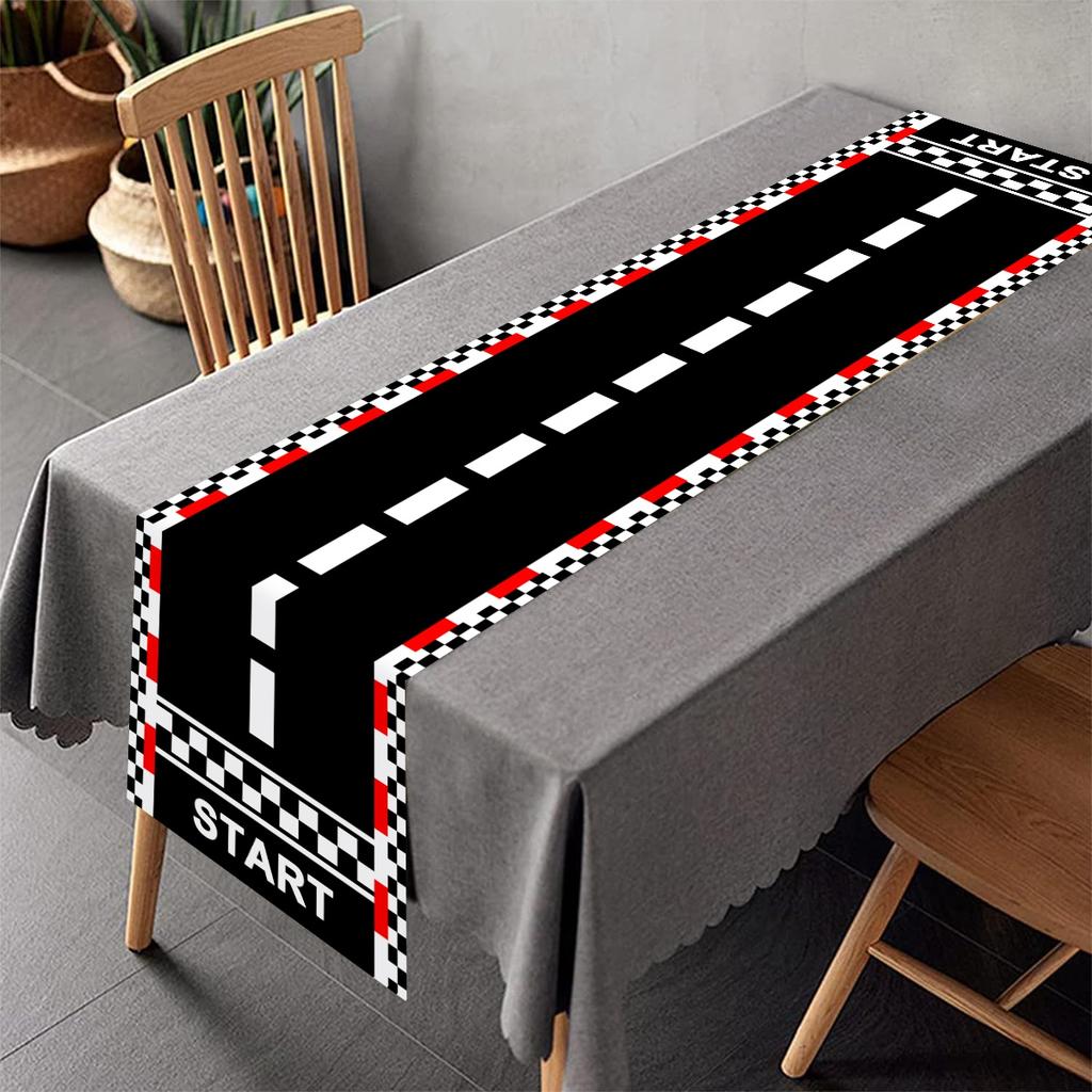 1 Stück Rennwagen Geburtstag Tischläufer Karierter Tischdecke Rennstrecke Tischabdeckungen Junge Rennwagen Motto Party Dekoration