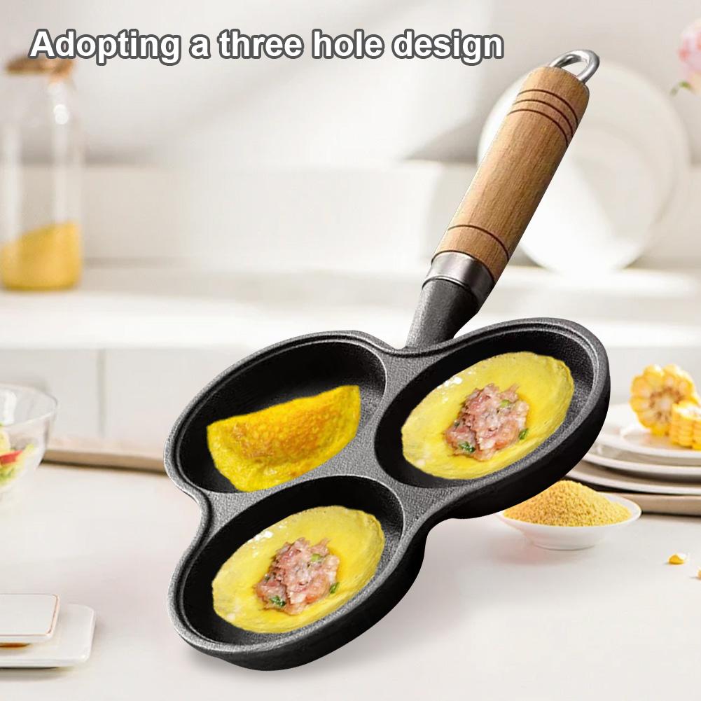 3 Hole Nonstick Egg Omelette Grilled Steak Cooking Pan Breakfast Grill Cooking Pot Breakfast Maker Induction Cookware Omelet Pan