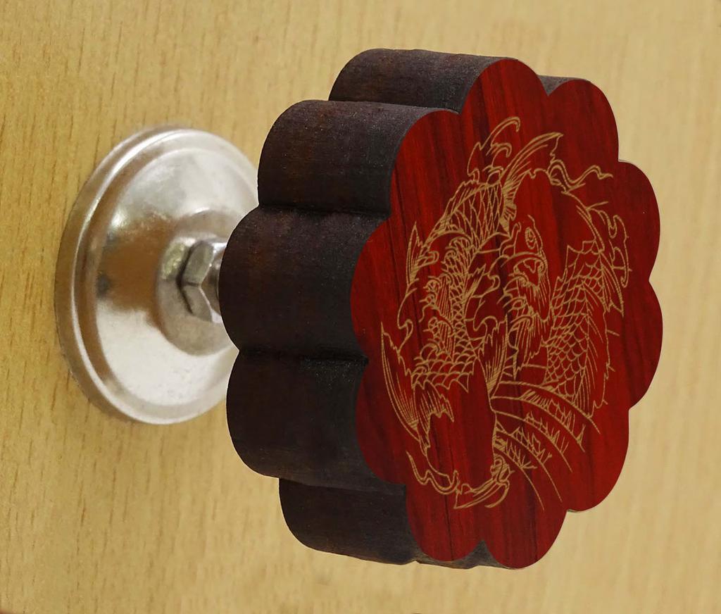 IBA Indianbeautifulart Braun Gravierte Knöpfe Packung mit 10 Hölzernen Schranktürknöpfen Schublade