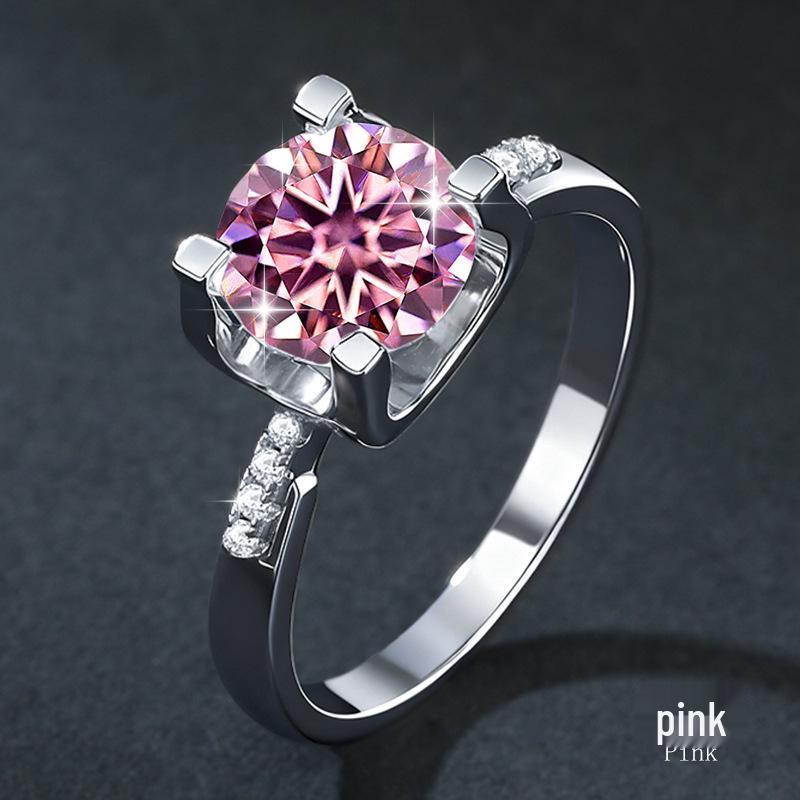 Women's 1 Carat Moissanite Bull Head Waist Ring, Sterling Silver, Four-Prong, Light Luxury Engagement and Wedding.