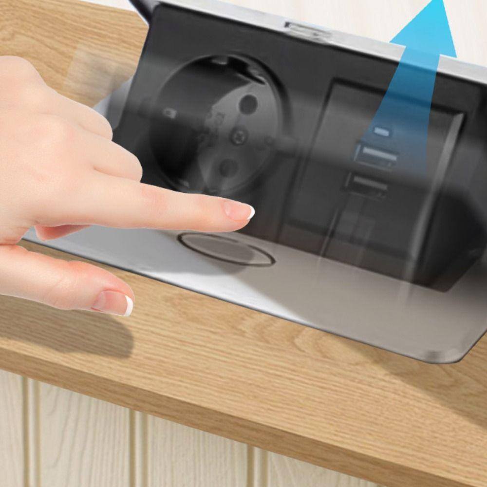 Aluminum Panel Desk Socket EU Socket Recessed Socket European Standard Hidden Socket Office Desk