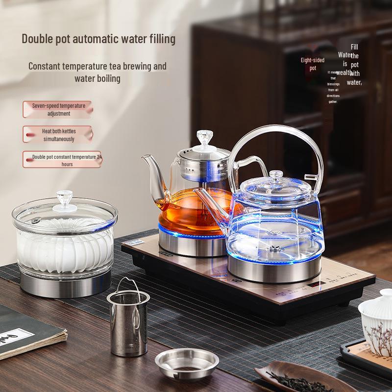 Zhi Yi 2025 Fully Automatic Double Bottom Water Inlet Kettle with Integrated Tea Table for Home Tea Brewing.
