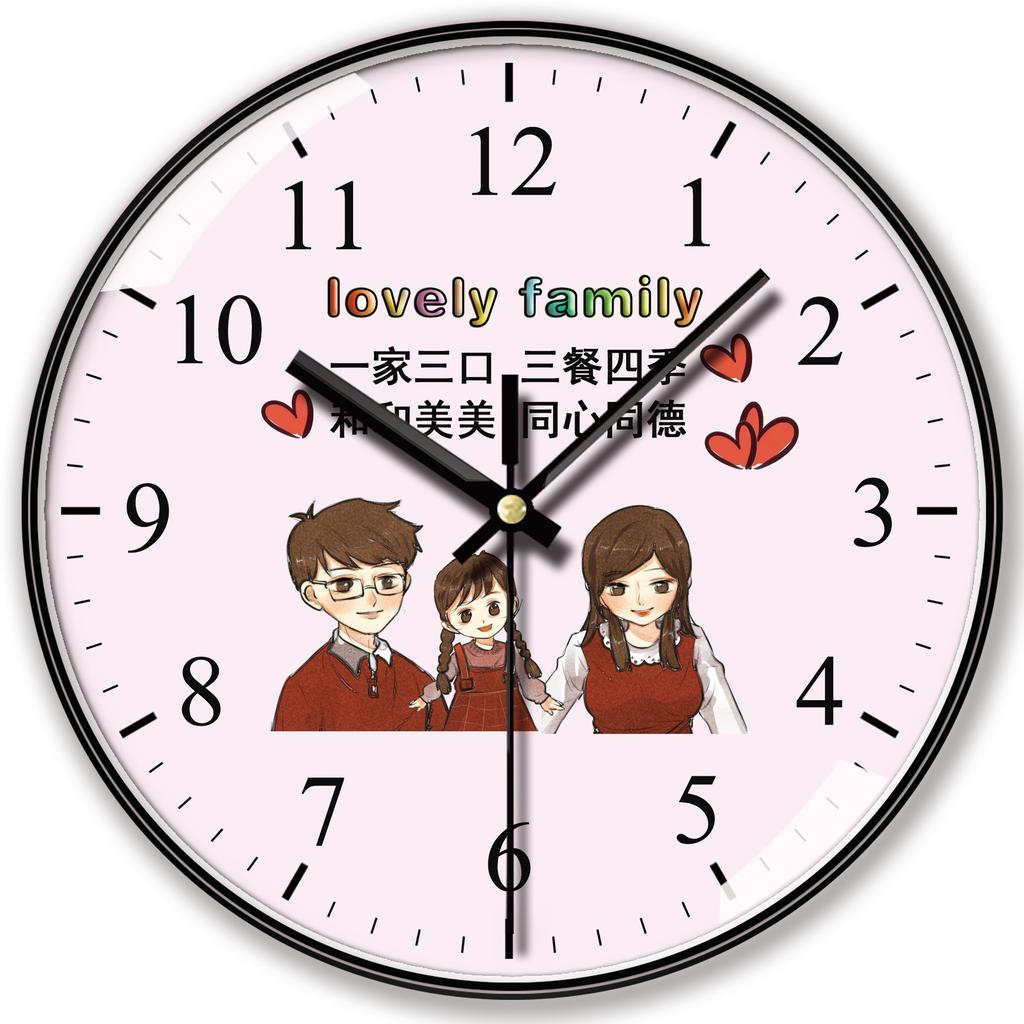 10 Inch 25cm Wall Clock Silent Family Living Room Warm Family Bedroom Clock Living Room Creative