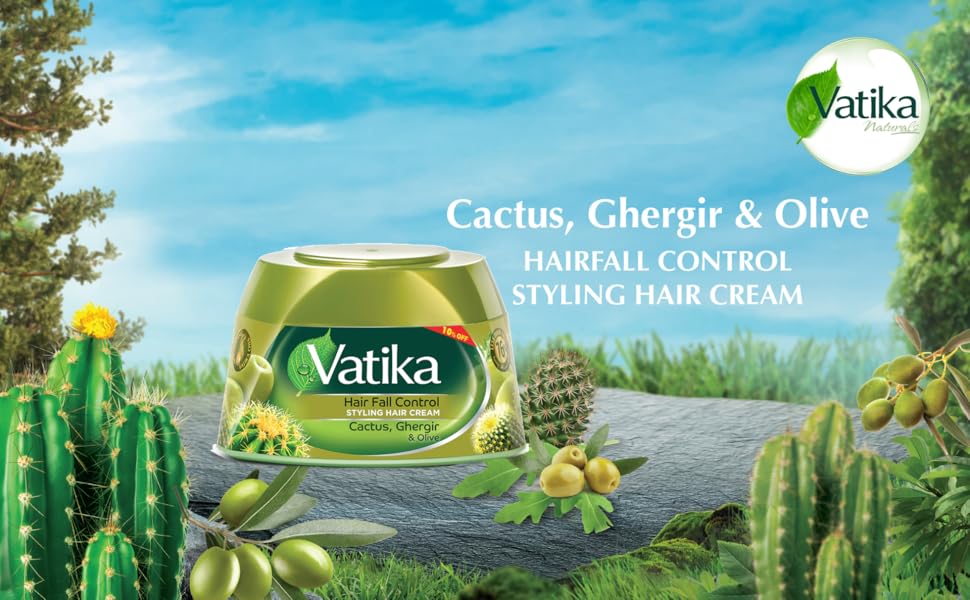 Hårfallskontroll Styling Hårkräm (65 ml) | Naturliga extrakt av kaktus, ghergir och oliv | Närande Vatika-oljor