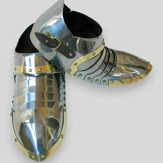 Medieval Armor Sabaton Shoes Warrior Gothic Brass And Steel Shoes Knight Armor Sabatons Steel Shoes For LARP  Cosplay