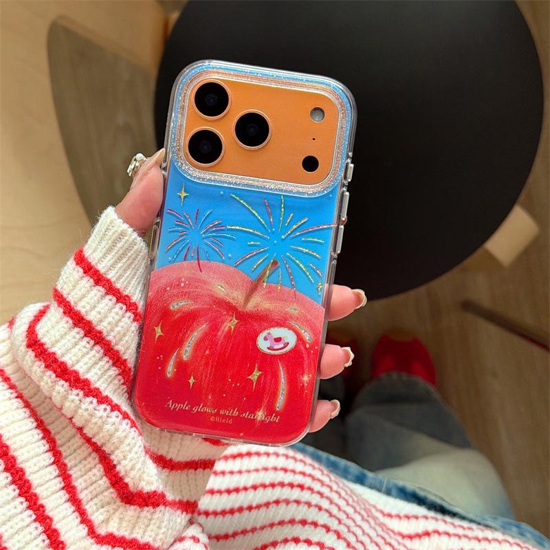 

Dreamy Red Fireworks Apple Chain Case for iPhone 17, 16 Pro Max, 15, 14 - Premium Feel iPhone 13