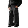 Men's Wide Leg Cargo Pants Casual Loose Fit Retro Multi-Pocket Gray Work Pants for Spring and Fall