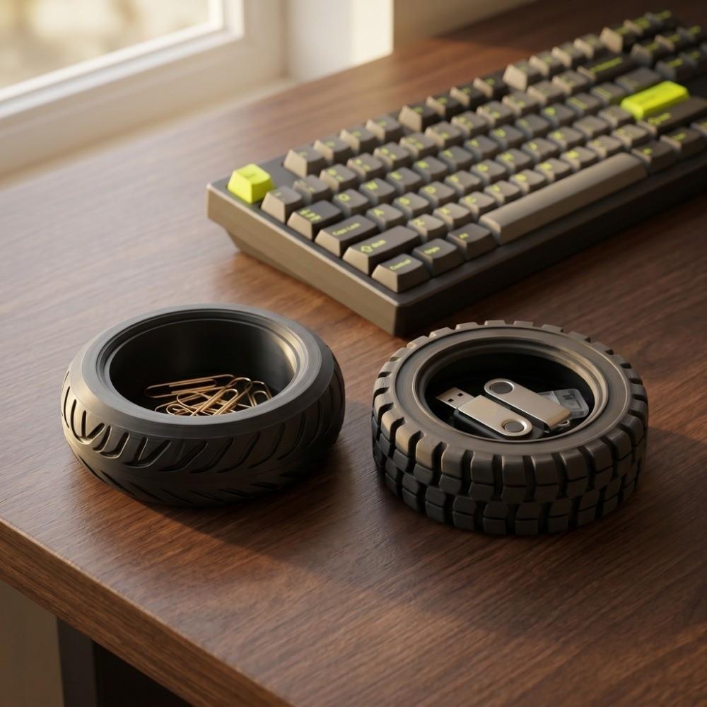 Creative Mini Tire Storage Tray Multi-Function Desktop Organizer Decorative Holder  Garage