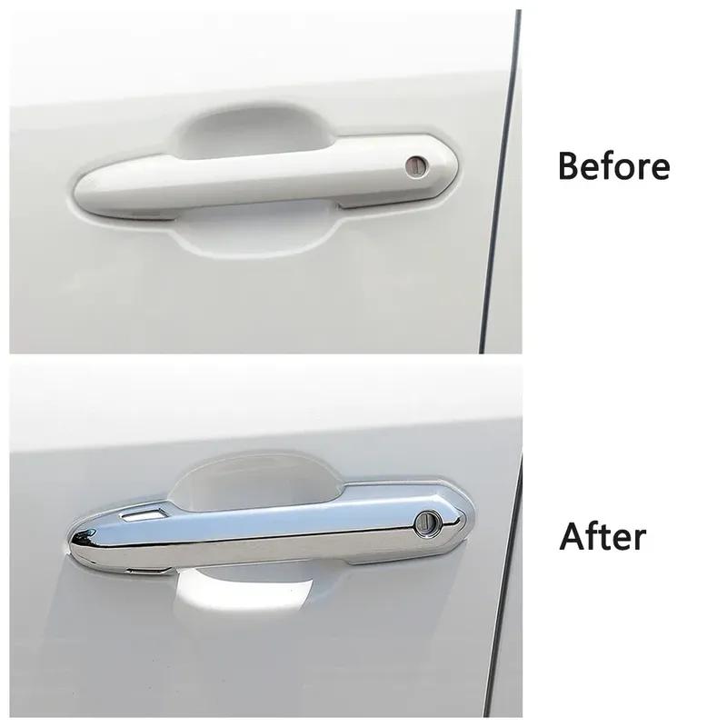 For Toyota Rav 4 Rav4 -2025 Carbon Fiber Color Door Handle Cover ABS Decoration Protector Chrome Trim With 2 Smart Set