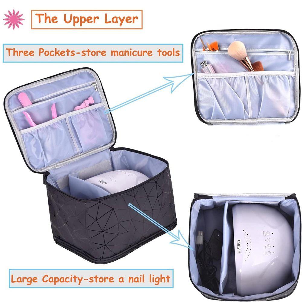 Double-Layer Nail Kit Carrying Case Holds 30 Bottles Storage Box Portable Cosmetic Bag  Outdoor
