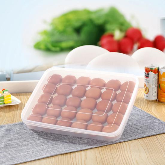 Eierbehälter mit Deckel, nachfüllbar, einlagig, große Kapazität, transparenter Kunststoff-Eierkarton, Küchenbedarf