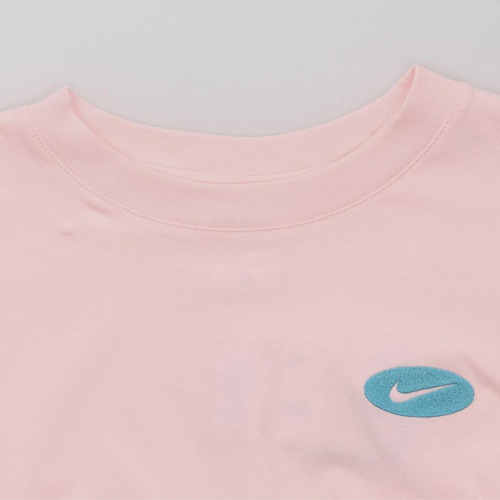 Nike Logo Micro Round Neck Solid Color Short Sleeve T-Shirt Women Tops Pink DM6575-610