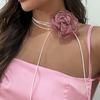 Ingemark Overdrevet Stor Rose Blomst Choker Halskæde til Kvinder Bryllup Brude Goth Kpop Justerbar Sløjfe Kæde Y2K Tilbehør Ny