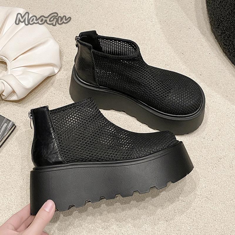 Fashion 2025 Summer Boots New Women Fashion Short Botines Hollow Out High Platform Breathable Botas Mujer for Women's Shoes Size 35-40