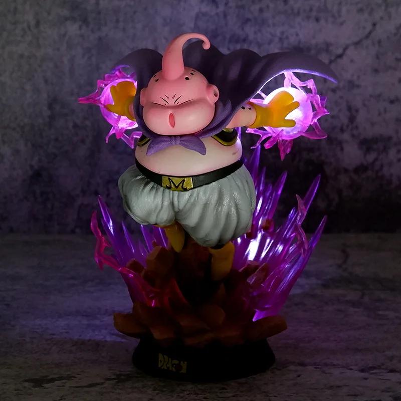 Figurine Dragon Ball Z 19cm Majin Buu Figurine Anime Gros Buu Figurine GK avec Lumière Statue PVC Modèle Poupée Jouets de Collection Beaux Cadeaux
