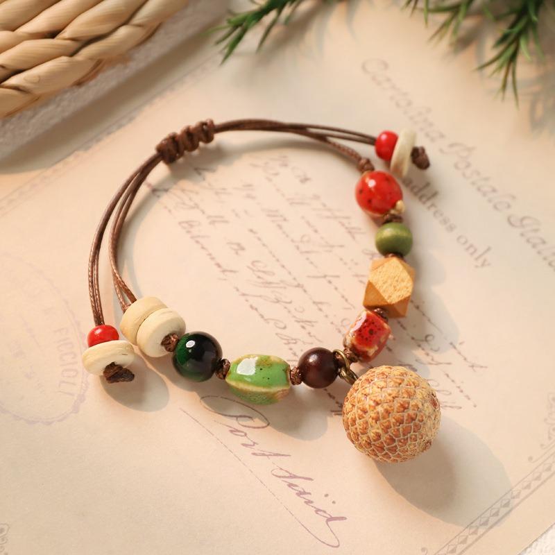 Retro Natural Plant Fruit Bracelet Hand Woven Acorn Hand Rope Women's Niche Literary Bracelet