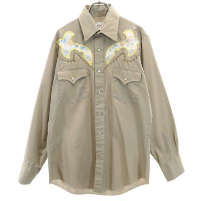 80s Vintage Long Sleeve Western Shirt Brown Men's Used