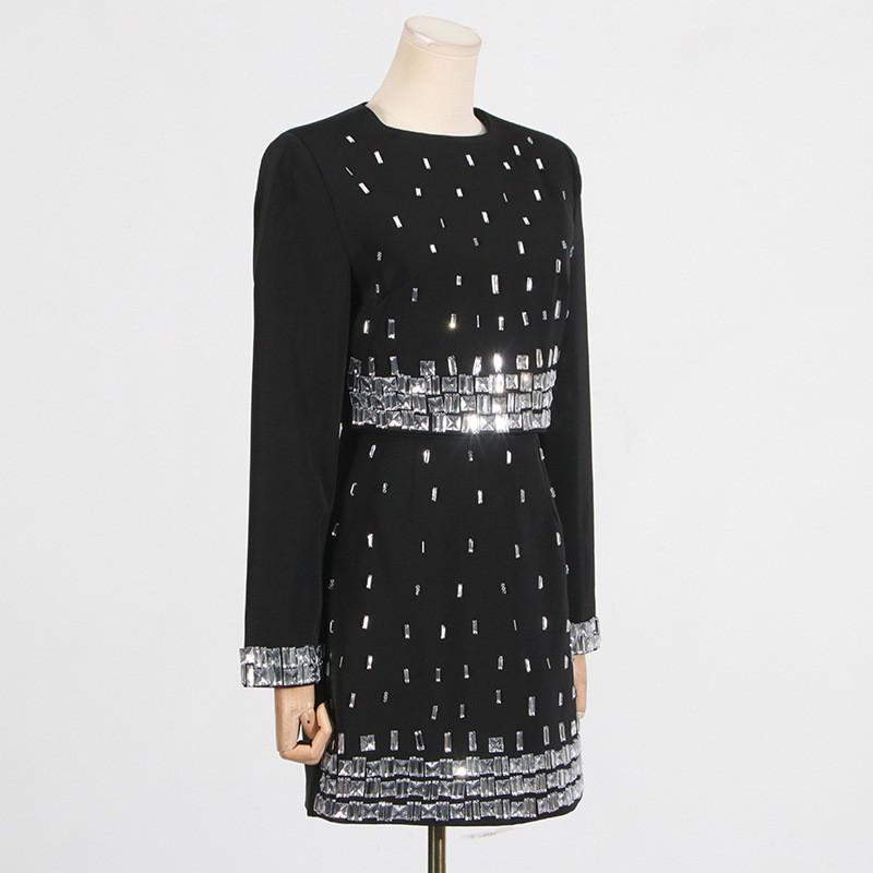 Celebrity Style Heavy Industry Short Top + Hip Skirt Slim High-quality Suit