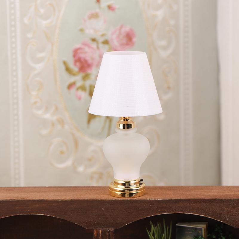 1/12 Dollhouse Miniature Desk Lamp Led Lamp Bedside Lamp Model Doll Home Simulation Table Lamp Furniture Decoration Toy