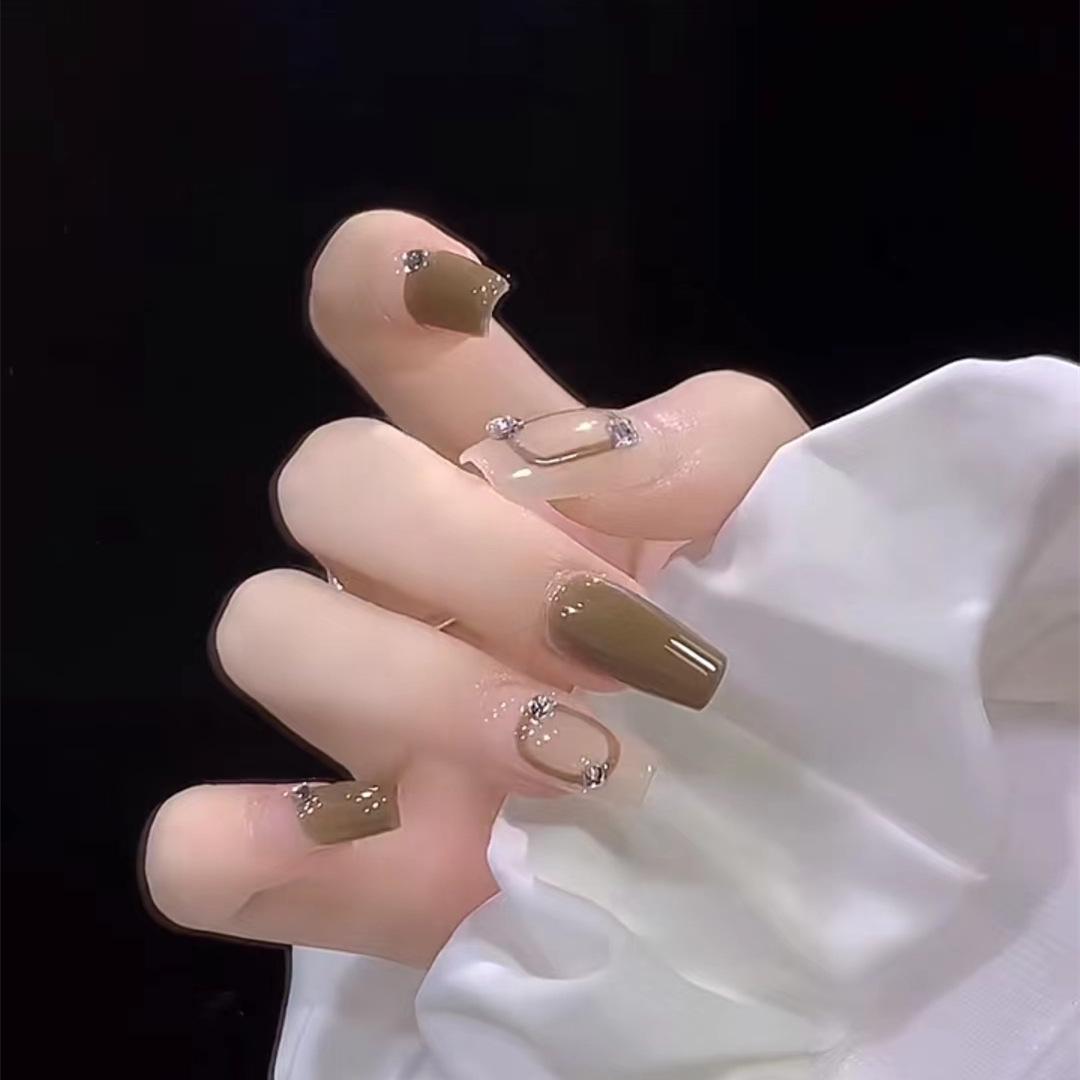

Simple Rhinestone Ballet Nail Patches - Removable Wearable False Nails