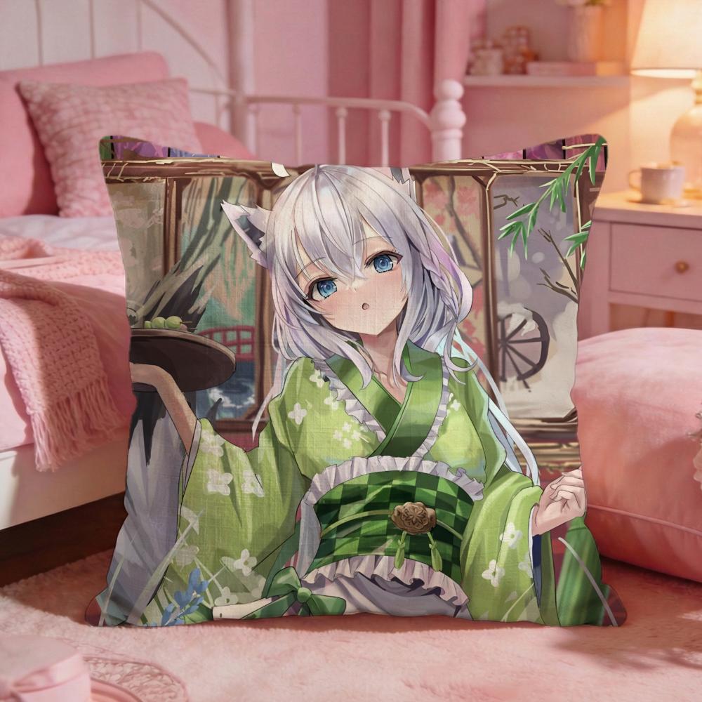 Cute SShirakami FFubuki Cushion Cover Premium Comfort Reversible Pillow Cove Two In One Design For Any Room Car Interior