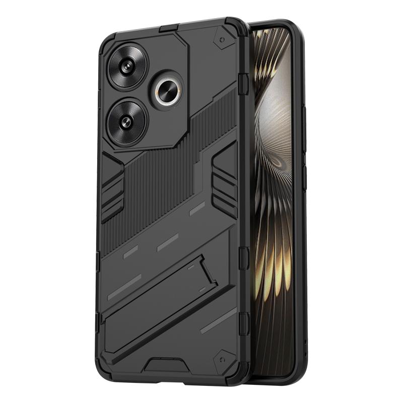 Dla Xiaomi Redmi Turbo 3 Turbo3 Punk Armor Wstrząsoodporny Bumper Wytrzymała Gumowana PC Dopasowana Obudowa z Podpórką Stojak Uchwyt Pokrowiec Shell