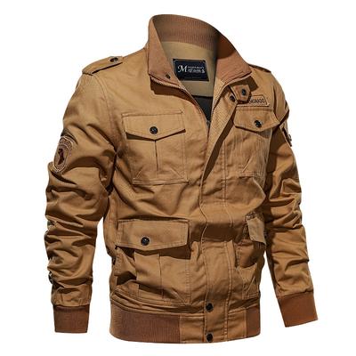 Jachete casual pentru bărbați Jachetă militară de dimensiuni mari din bumbac, cu mai multe buzunare