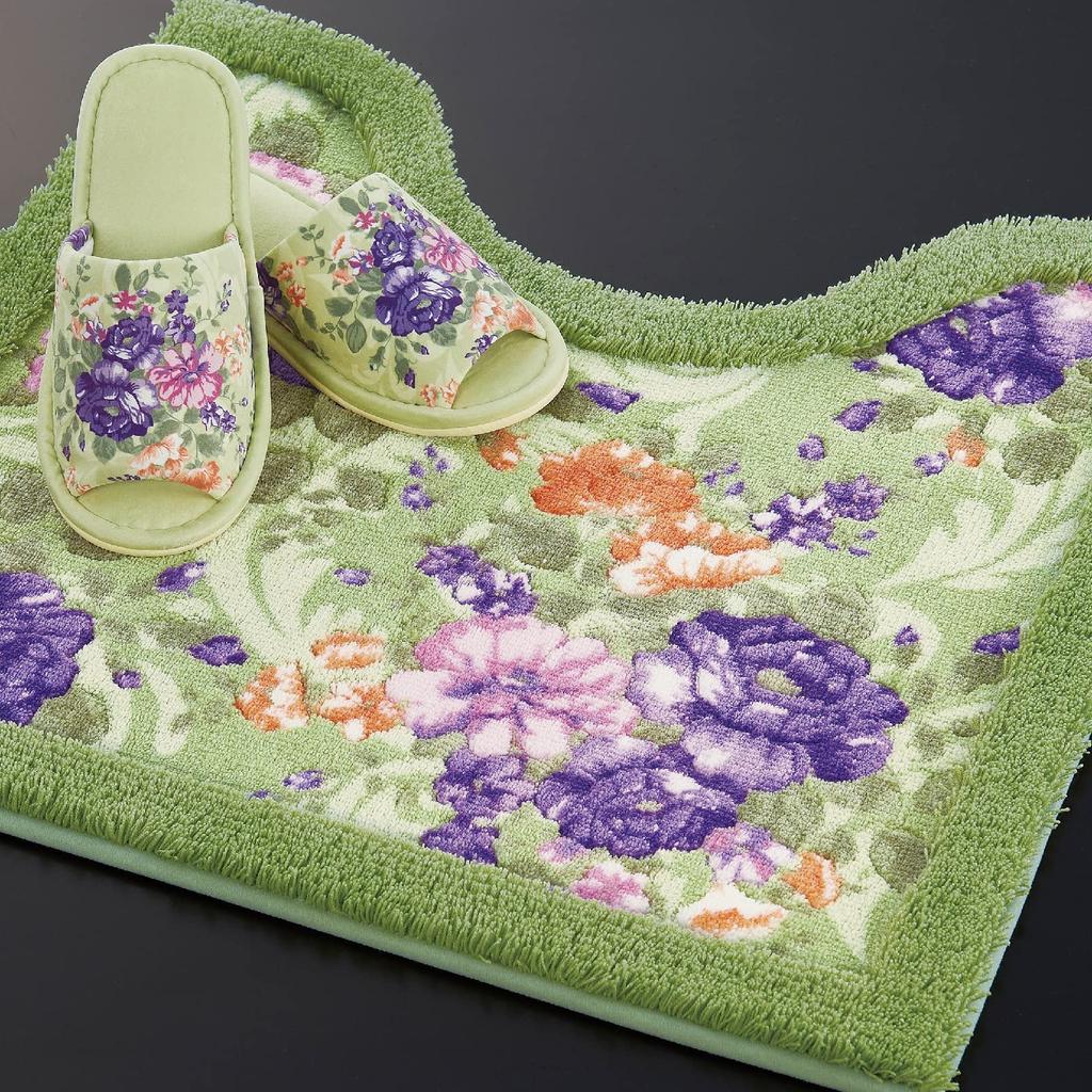 Senko Queen Rose Long Toilet Mat, Approx. 75 x 60 cm, Pink, Antibacterial and Odor Resistant, Made in Japan, 35513