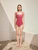 Bohemianbeullu Gingham Shirred Tie-Up One-Piece Swimsuit Red