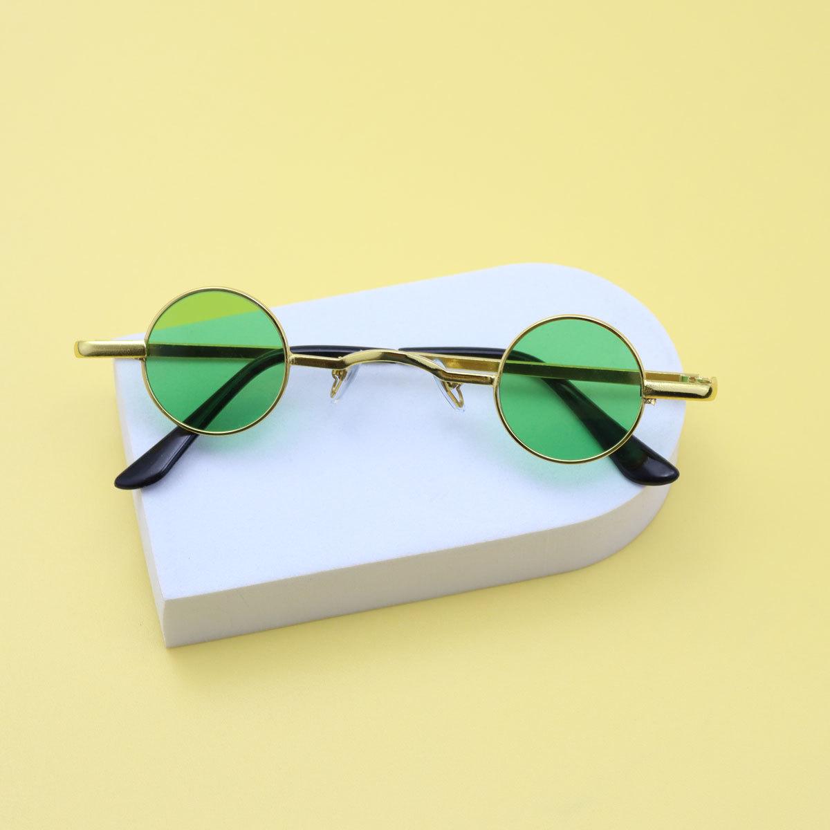 Retro Hip-Hop Round Ultra Small Frame Sunglasses Woman Small Round Frame Metal Eyeglasses Men Eyewear Uv400 1PC