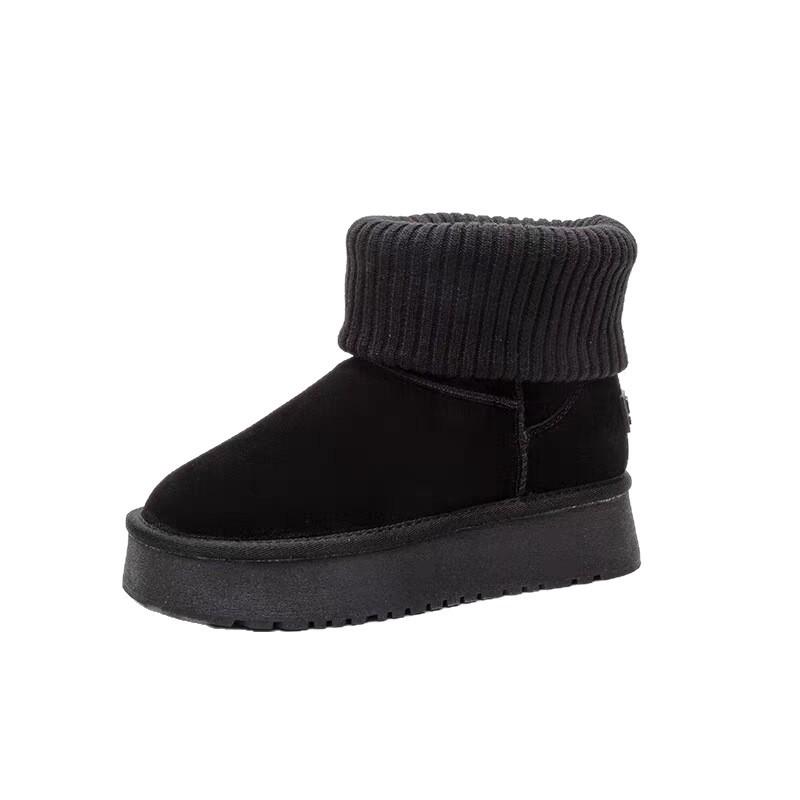 Thick-soled Stacking Socks Cover Snow Boots Women's 2025 Autumn New Medium Tube Retro Matte Height-increasing and Thin Women's Boots