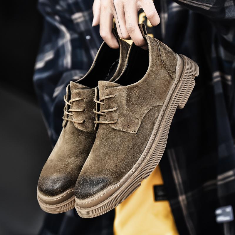 

Весна и осень Новые модные британские мужские низкие ботинки Martin, повседневные кожаные туфли из полированной свиной кожи с защитой от вельвета 39