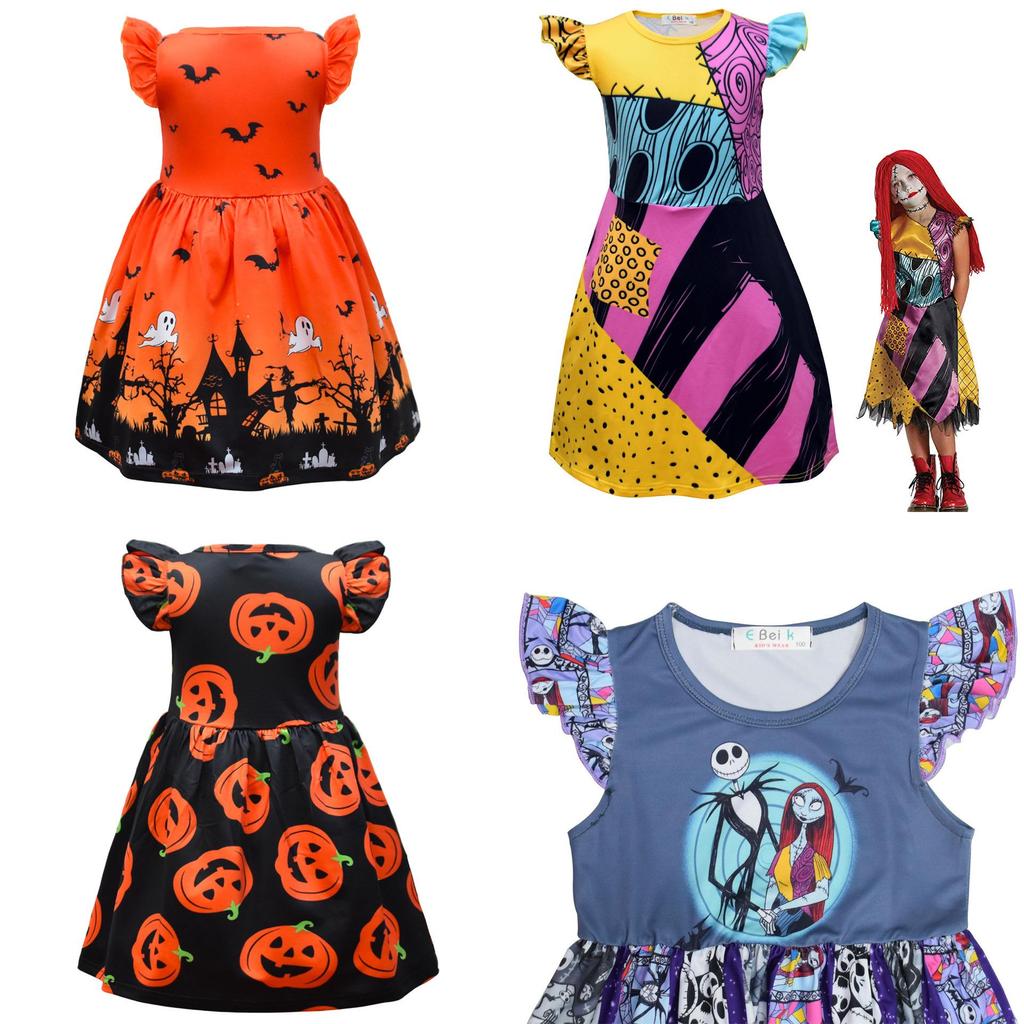 Girls Princess The Nightmare Before Christmas Dress Halloween Cosplay Skirt