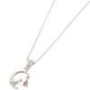 [Piena] Sterling Silver 925 Cubic Zirconia Natural Stone Crescent Moon Cat Necklace for Women (October Birthstone: Tourmaline)