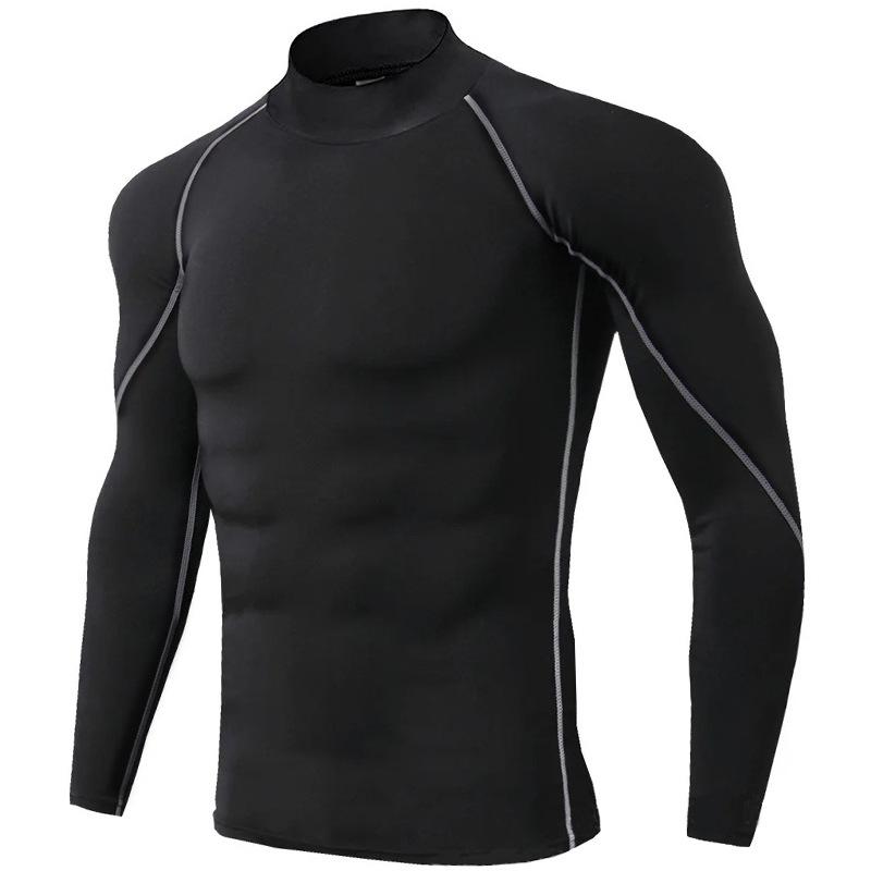 2025 Men's High-Neck Quick-Dry Training T-Shirt - Autumn/Winter Breathable, High-Elastic Fitness Wear
