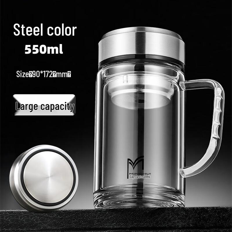 MINGHUI Double-Layer Borosilicate Glass Office Mug