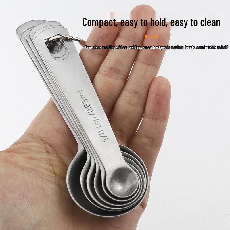 Stainless Steel Round Measuring Spoon Set for Coffee, Baking, and Milk Powder