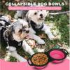 Collapsible Dog Bowls, Portable Travel Pet Feeder Bowl, 2 in 1 Expandable Silicone Pet Food & Water Double Bowl, Cat Feeder Dish with Carabiner for