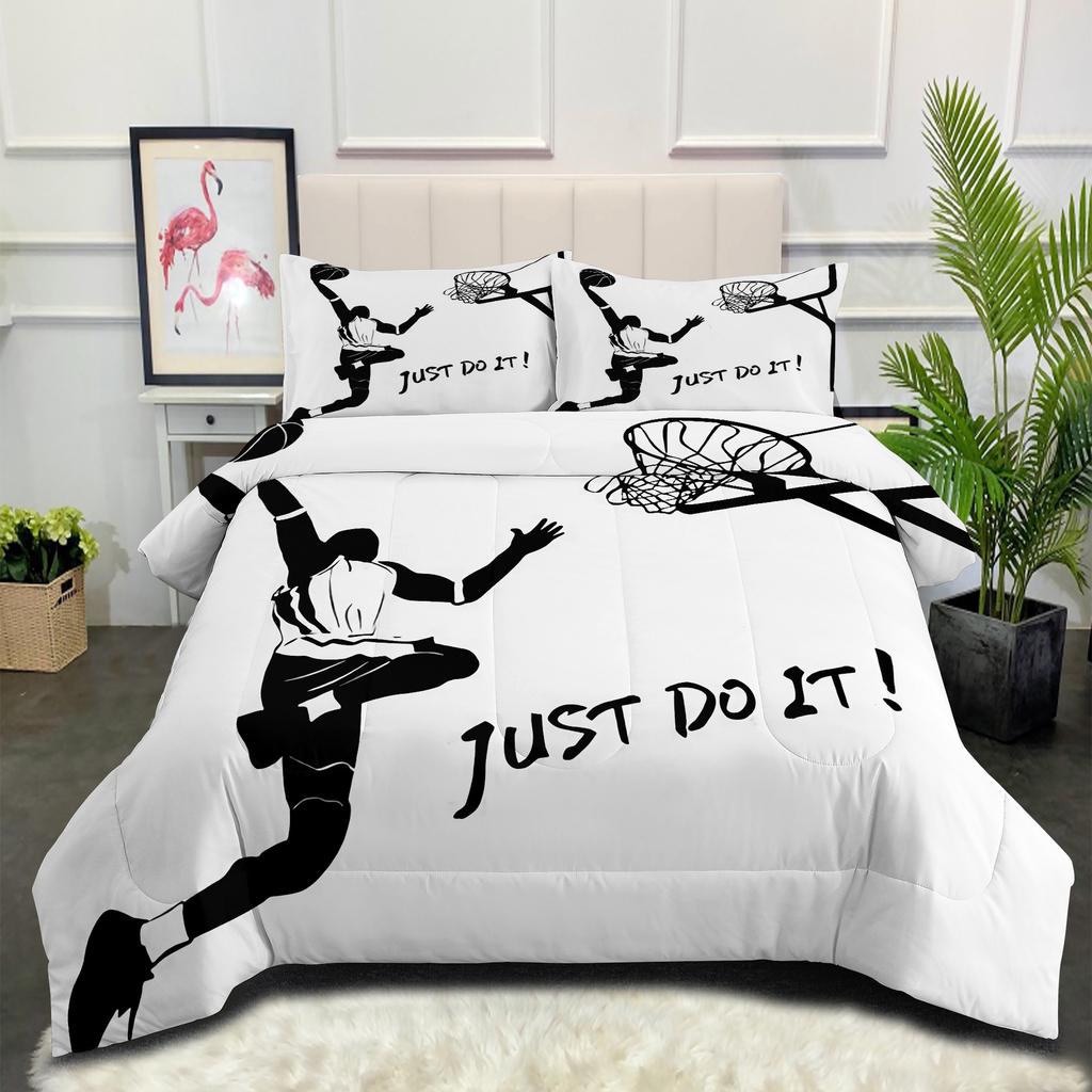 Fat Quilt Core Ball Sports Basketball Football Double Quilt Feather Silk Cotton Quilt Cover Three-piece Set