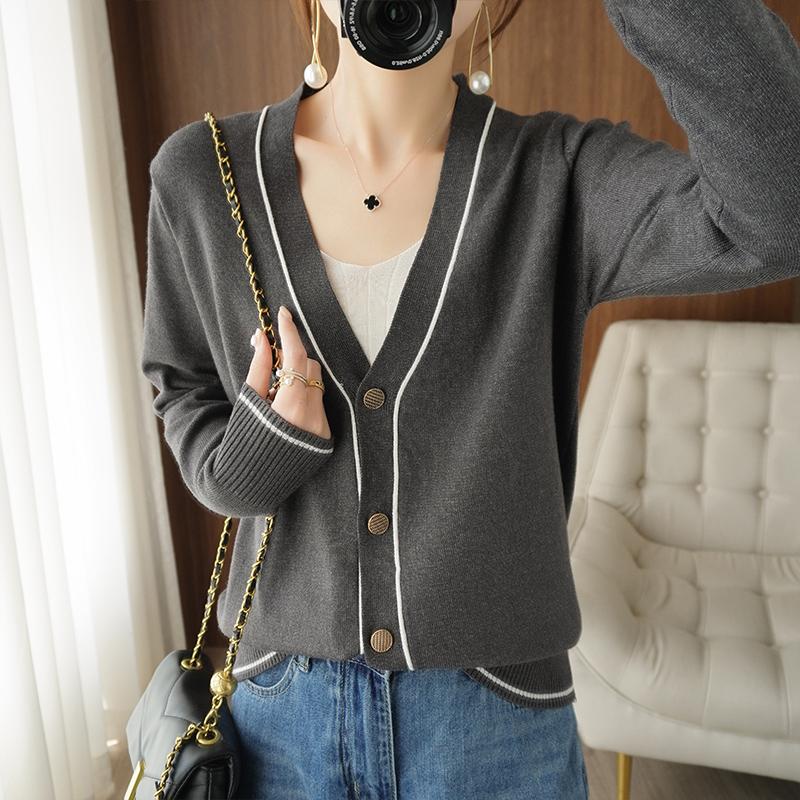 

Женский легкий кардиган из 50% шерсти и 50% шелка Mulberry — универсальный трикотаж на все 4 сезона для комфорта и стиля в любое время года XXL темно-серого