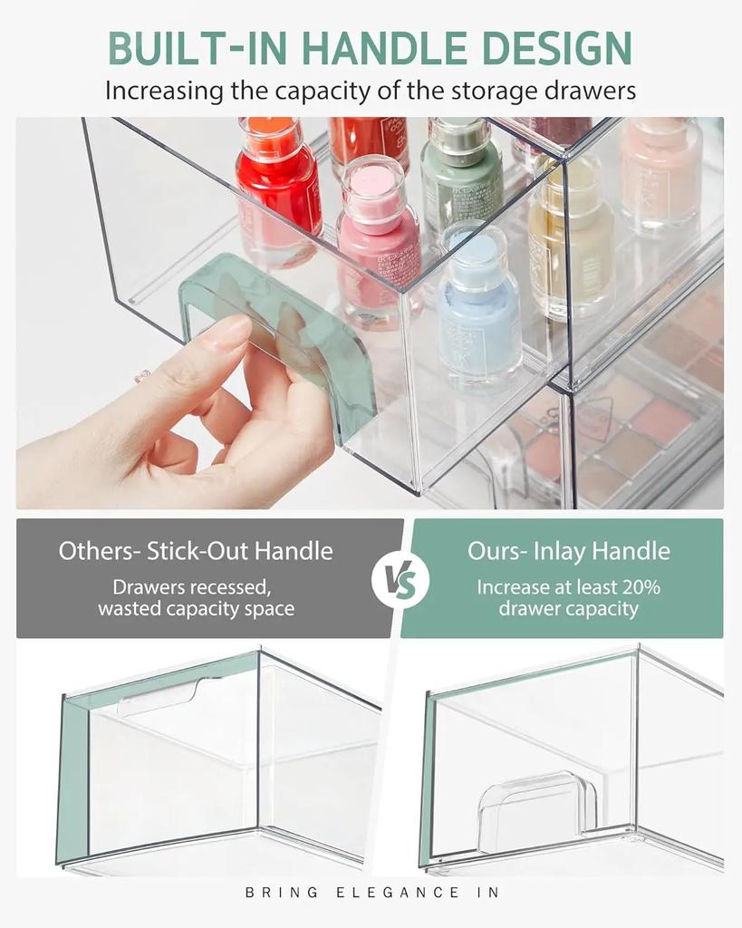 1/2 KS Organizéry do zásuvky stola Stohovateľné Priehľadné Úložné priestory do kúpeľne Organizér na make-up Akrylové úložné boxy Priehradky Organizér na písacie potreby