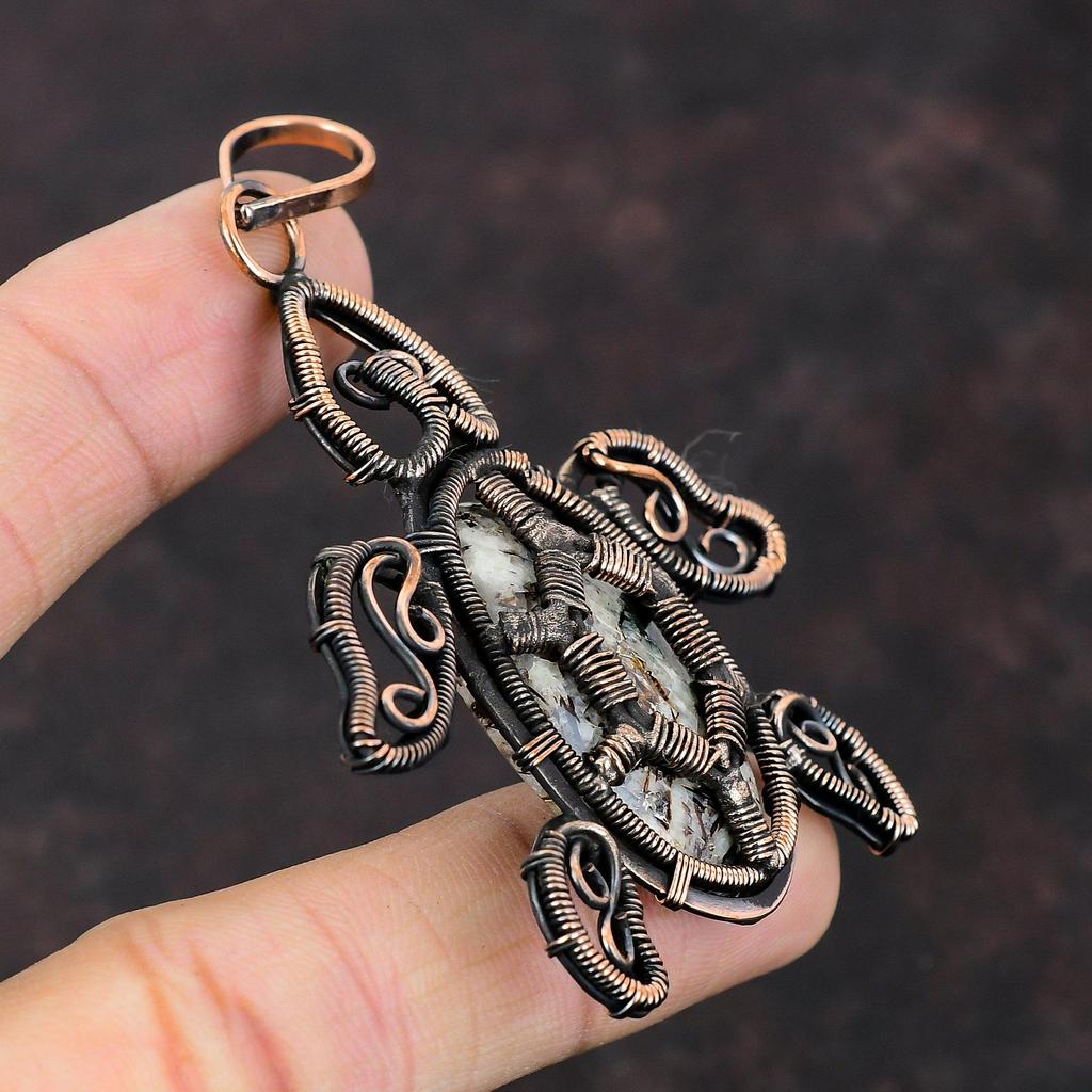 Astrophyllite Pendant Copper Wire Wrapped Gemstone Pendant Tortoise Pendant Copper Jewelry Handmade Pendant Gift For Him Birthstone Pendant