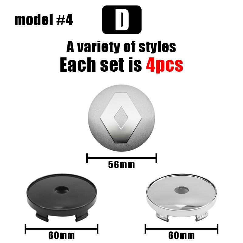 

2026 Hot For Renault Hub Caps 4PC 60mm Car Wheel Center Hub Cap Auto Rim Cover Emblem Badge For Renault Megane 2 3 Clio Duster K 60mm Silver Hub Cap